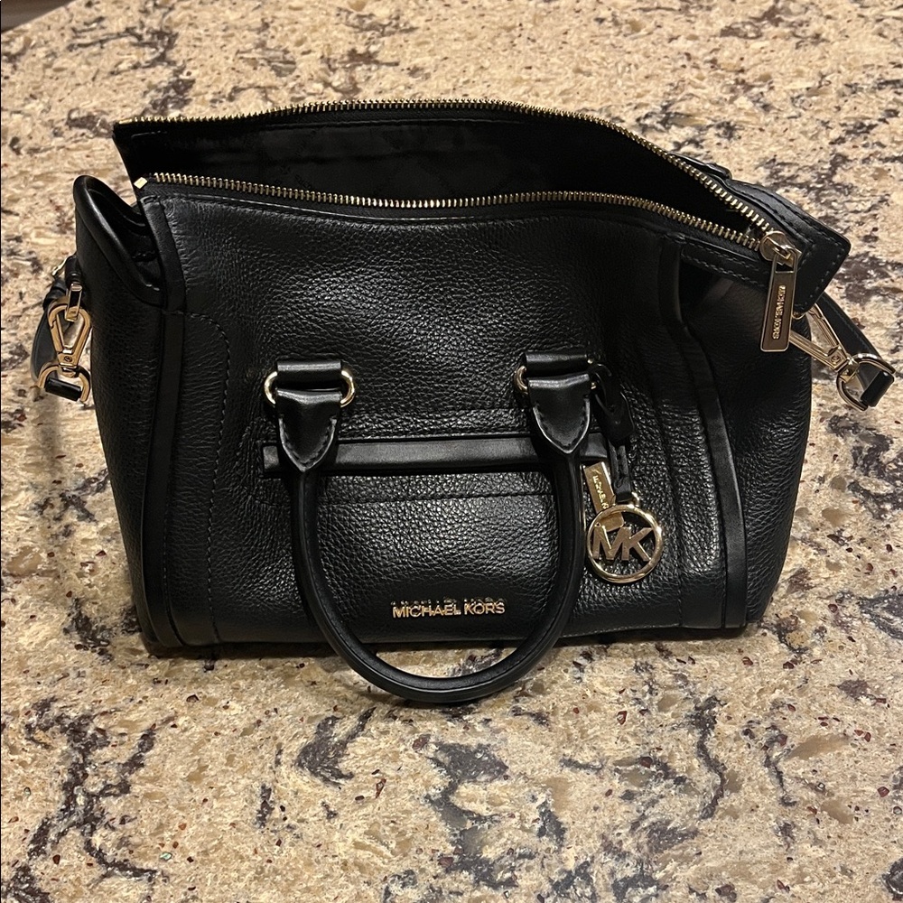 Michael Kors Black Satchel with Gold Accents